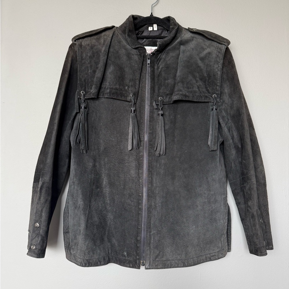 Bertini Black Suede Jacket With Tassels